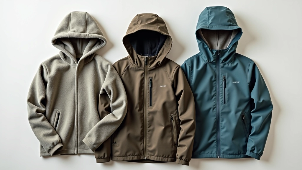 Různé vrstvy oblečení na sobě položené — merino triko, fleece a nepromokavá bunda